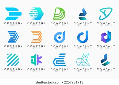 abstract letter D logo icon set. design for business of luxury, elegant, simple.