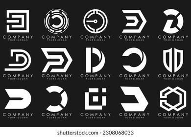 abstract letter D logo icon set. design for business of luxury, elegant, simple.