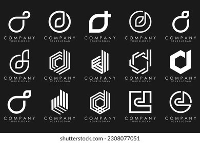 conjunto de iconos del logotipo de la letra abstracta D. diseño para negocios de lujo, elegante, sencillo.