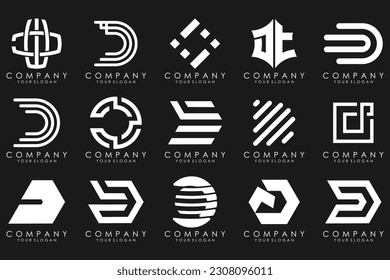 conjunto de iconos del logotipo de la letra abstracta D. diseño para negocios de lujo, elegante, sencillo.