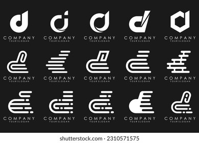 conjunto de iconos del logotipo de la letra abstracta D. diseño para negocios de lujo, elegante, sencillo.