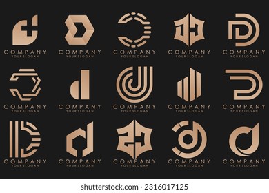 conjunto de iconos del logotipo de la letra abstracta D. diseño para negocios de lujo, elegante, sencillo.