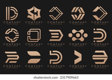 conjunto de iconos del logotipo de la letra abstracta D. diseño para negocios de lujo, elegante, sencillo.