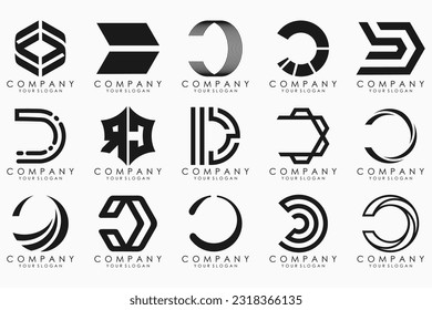 abstrakter Buchstabe D Symbol-Satz. Design für Geschäfte von Luxus, elegant, einfach.