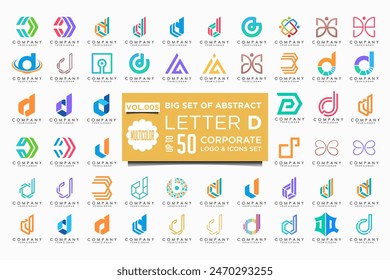 Conjunto de iconos de logotipo D abstracto de la letra. diseño para el negocio de lujo, elegante, simple.