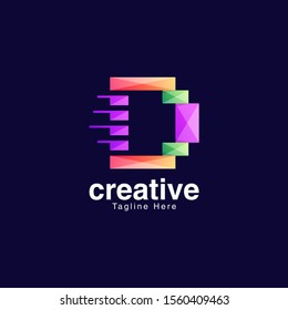 Abstract Letter D Logo For Media And Entertainment