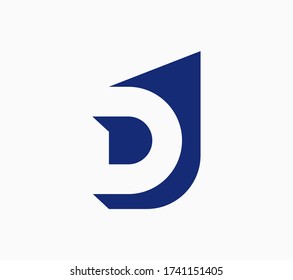 Abstract letter D logo in negative space shape. Vector design sign.