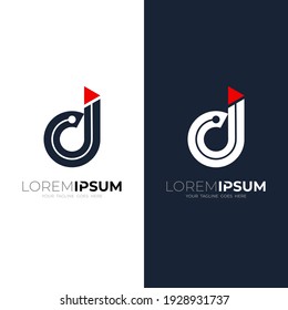 Abstract letter D logo and play design technology, simple style icon