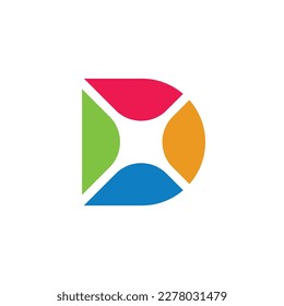 Abstract letter D logo template, initial D logo with sparkle light star - Vector