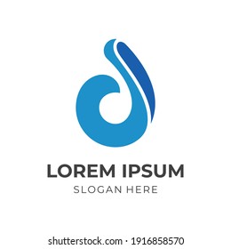 letra abstracta d logotipo vector estilo de color azul plano