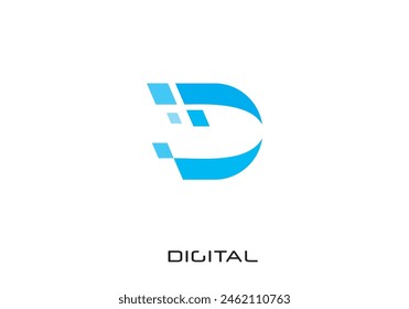 abstract letter D logo vector. pixel digital technology symbol icon design