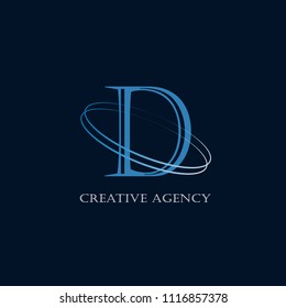 Abstract letter D logotype. Modern logo idea sign. Universal emblem vector icon. Vintage can be used for office, agency, brand, business card, restaurant, boutique, hotel. Vector illustration.