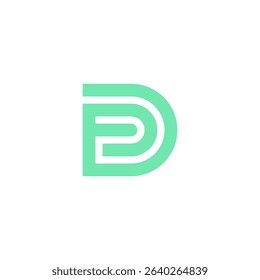 Abstract Letter D Mint Green Minimalist Design