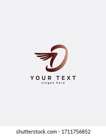 Abstrakter Buchstabe D mit Logo-Vorlage für die Modellierung von Vögeln, Logo für die Vektorillustration für Unternehmen und Firmenidentität 