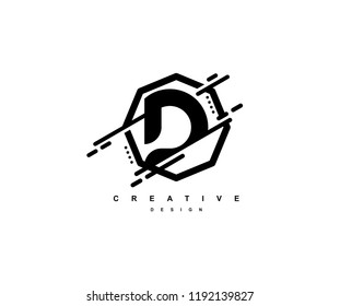 Abstract Letter D Monogram Shape Polygon Logo