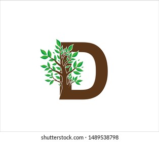 Abstract Letter D Nature Tree Logo Icon. 