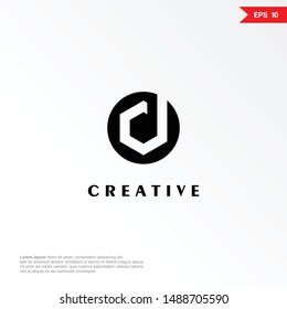 Abstract letter D negative space logo design template. Colorful creative sign. Universal vector icon. Modern logotype symbol