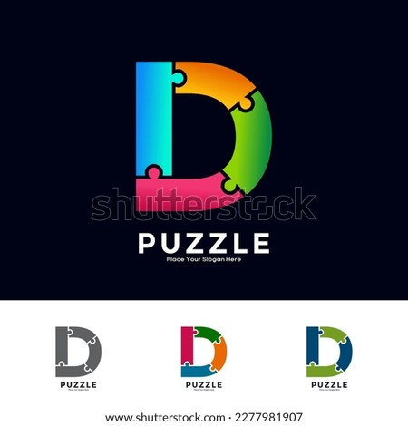 Abstract letter D puzzle pieces colorful vector logo design. Suitable for business, education, game, sticker and template