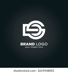 Abstract Letter D and S Monogram Logo with Black Background.