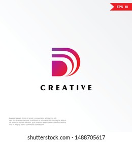 Abstract letter D tech logo design template. Colorful creative sign. Universal vector icon. Modern logotype symbol
