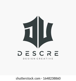 Diseño del logotipo de letra abstracta D U con concepto de estrella hexagonal. Letra mayúscula Emblem con logotipo Plantilla moderna. Símbolo creativo de icono de logotipo minimalista en negrita. -VECTOR