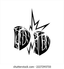 Abstract letter D D vector logo design. Illustration of two broken D letters.