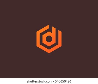 Abstract letter d vector logotype. Line hexagon creative simple logo design template.  Universal geometric symbol font icon.