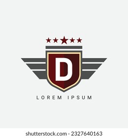 Abstract Letter D wing and king concept Logo Template Design Vector