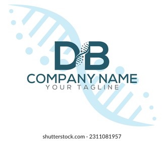 Resumen Letra DB Concepto de logotipo de biología del ADN. Icono de vectores de ciencia creativa, laboratorio y biotecnología.