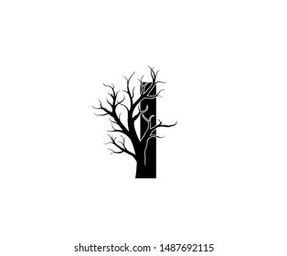 Abstract Letter I Dead Tree Logo Icon. 