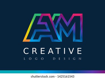 Abstract Letter AM Design illustration vector template. Gradient style.