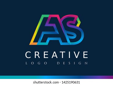 Abstract Letter AS Design illustration vector template for technology, multimedia etc. Gradient style.