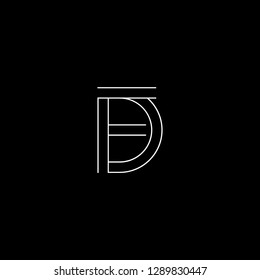 Abstract letter DF FD. Minimal logo design template. Vector letter logo with white and black color.