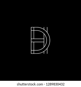 Abstract letter DH HD. Minimal logo design template. Vector letter logo with white and black color.