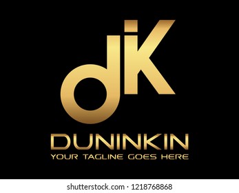 Abstract letter DK KD DKI IKD . minimal logo design template. Vector letter logo with gold and black color.