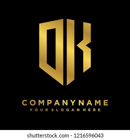 Abstract letter DK shield logo design template