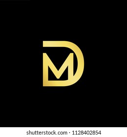 Abstract letter DM MD. minimal logo design template. Vector letter logo with gold and black color.