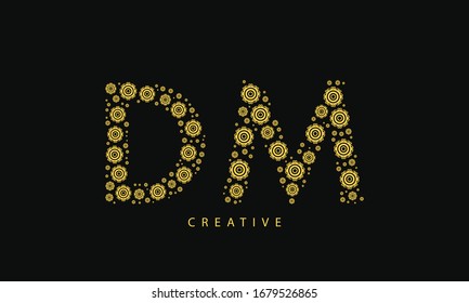 Abstract letter DM MD. minimal logo design template. Vector letter logo with gold and black color.
