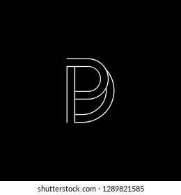 Abstract letter DP PD. Minimal logo design template. Vector letter logo with white and black color.