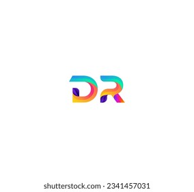 Abstract letter DR, RD logo. 3D Colorful DR, RD letter logo.