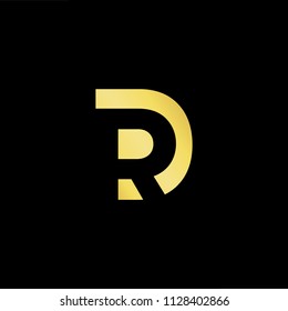 Abstract letter DR RD. minimal logo design template. Vector letter logo with gold and black color.