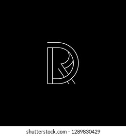 Abstract letter DR RD. Minimal logo design template. Vector letter logo with white and black color.