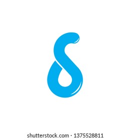 abstract letter ds blue water curves line logo vector