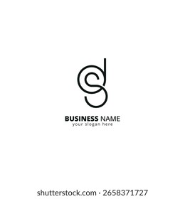 Letra abstrata Logotipo DS SD com formas geométricas. Design arrojado e mínimo da identidade da marca de tecnologia.