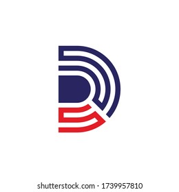 letra abstracta ds rayas líneas de diseño geométrico vector