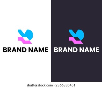 Abstract Letter DV logo design template vector