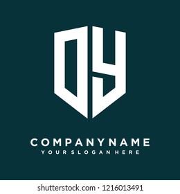 Abstract letter DY shield logo design template