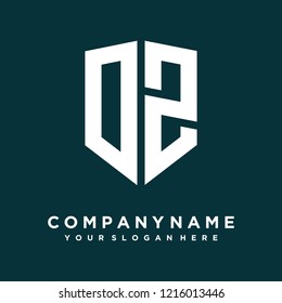 Abstract letter DZ shield logo design template