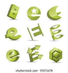 Abstract Letter E Alphabet Icon Symbol logo inspiration Set EPS 8 vector, grouped for easy editing. No open shapes or paths.