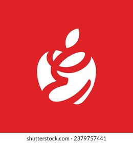 Abstract letter E Apple logo template, Vector logo for business and company identity